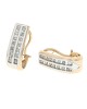 Two Row Diamond J Hoop Earrings in White and Yellow Gold